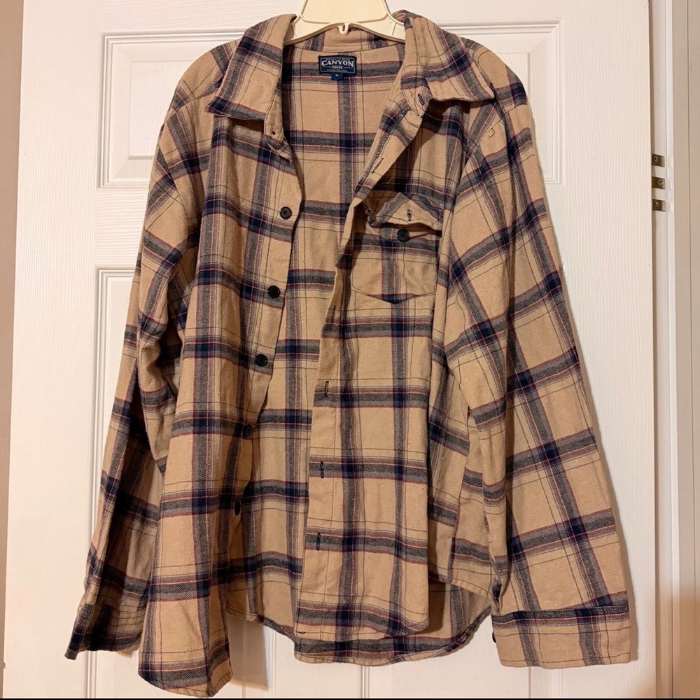 Men's Canyon Creek Stone/ Black/Red Plaid, Size XL, Flannel, Button Up Shirt